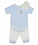 IMAGE OF RENE ROFE Baby-Boys Newborn Hugs And Giggles 3 Piece Pant Set, Cream/Blue, Medium