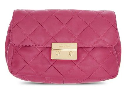 MICHAEL Michael Kors Large Sloan Quilt Shoulder Flap LACQUER PINK