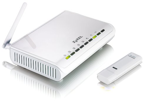 Zyxel NBG-334W & G202 Bundle bestehend aus NBG-334W Wlan Breitband Router mit Multimedia Bandbreiten-Management und G202 Wlan USB Adapter