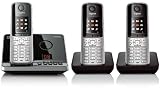 Siemens Gigaset SX795 - S810H TRIO, ISDN Telefon mit insg. 3 Mobilteilen - Anrufbeantworter - schnurlos - stahlgrau Freisprechen Adressbuch für 500 Eintraege Metall-Tasten Mini-USB