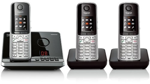 Siemens Gigaset SX795 - S810H TRIO, ISDN Telefon mit insg. 3 Mobilteilen - Anrufbeantworter - schnurlos - stahlgrau Freisprechen Adressbuch für 500 Eintraege Metall-Tasten Mini-USB