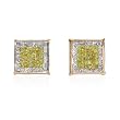 Earrings With 1.00ctw Genuine Princess Cut Clean Diamonds in 14K Yellow Gold Length 10mm