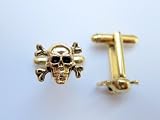 Skull and Crossbones Gold Cufflinks By Classic Cufflinks