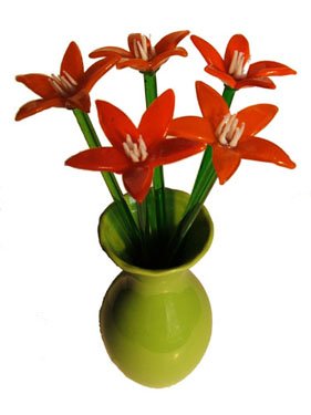 Best Price 10 Piece Open Orange Glass Flowers 12