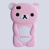 FocusTMBrown Rilakkuma Bear 3D TPU Soft Silicone Case Cover for iPhone 4/4S - Baby pink