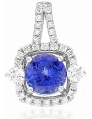 14K White Gold Tanzanite and Diamond Pendant -- LIFETIME WARRANTY