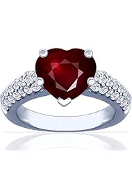 Platinum Heart Cut Ruby Ring With Sidestones (GIA Certificate)
