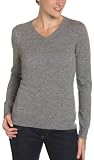  : Red Moon Women's 100% Cashmere Long Sleeve V-Neck Sweater, Heather Grey, Small