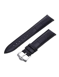 20mm Unisex Genuine Leather Watch Band Strap Bracelet Black Fashion