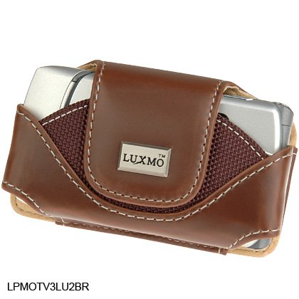 Luxurious Genuine Brown Leather Horizontal Pouch Carry Case Magnetic Closing Flap Belt Clip for Kyocera M1400 Laylo, LG CU720, GT365 Neon Etna, UN430 Wine II 2, Motorola A455 Rival, i890, VE465, VU30, W755, W766 Entice, V3, V3i, V3t, Nokia 2680, N75, 6600, PCD WP8990 Escapade, BlackBerry 8230 8220 Pearl Flip, Samsung M630 Highnote, R520 Trill, R600 Huell, U490 Trance, Sanyo 8500, Sony Ericsson W580i, W760a, TM506, ZTE C88