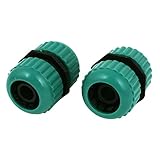 uxcell ホース ノズル　コネクタ　グリーン　プラスチック　ガーデン用　9mmスレッド　2個入り