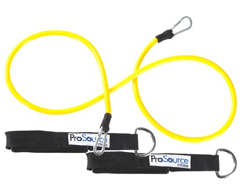 New Yellow ProSource Stackable Exercise Resistance Band Tube Cords w Door Anchor and Exercise Manual (Extra Light)