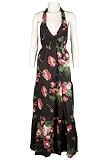 Black french maxi cotton halter neck summer beach dress