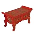 Handmade Asian Furniture - 29" Red Tibetan Console Coffee Table With Dragon & Phoenix Design