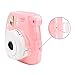 Mudder Clear Pink Hard Shell Protective Cover Case for Fujifilm Instax Mini 8/ 8+ Instant Film Camera with Rainbow Shoulder Strap