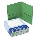 Oxford 57503 Twin Pocket Leatherette-Grained Portfolios, Light Green, 25/Box