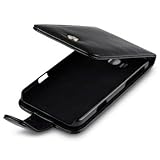 HTC TITAN PREMIUM PU LEATHER FLIP CASE - BLACK, WITH QUBITS-BRANDED MICROFI ....