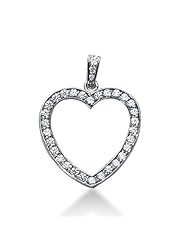 14K Gold Pave set Diamond Heart Pendant (0.95 cttw, F - G Color, SI2 Clarity)