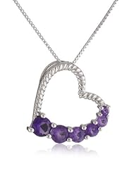 Sterling Silver Shades of Gemstone Heart Pendant Necklace (0.90 cttw), 18"