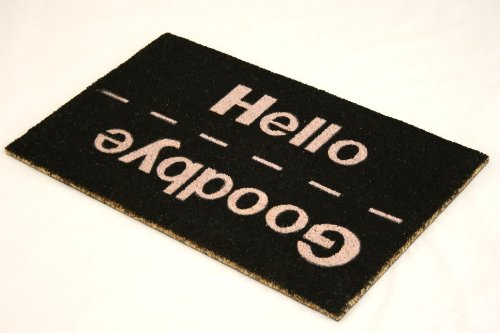 Homescapes - Door Mat- Hello Goodbye - 100% Natural Coir - 45 x75 cm - Indoor and Outdoor Doormat