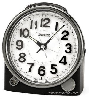 Seiko Bedside Alarm Clock Black Case with Silver-Tone Trim #QXE011JLH