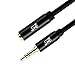 SHD 3.5mm Cable Male to Female,Aux Cord Stereo Audio Extension Cable Gold Plated Metal Shell -Black 6Feet