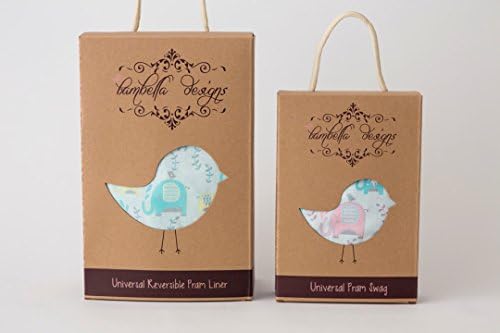 Bambella Designs Pink Elephant Pram Liner with Free Strap Covers