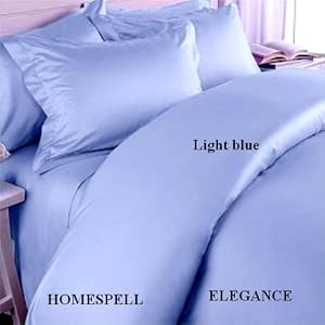 ELEGANCE Egyptian Cotton 1000 Thread Count 3 - Pc Solid Sateen Duvet Cover Light Blue King.