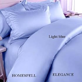 ELEGANCE Egyptian Cotton 600 Thread Count 3 - Pc Solid Sateen Duvet Cover Light Blue King.