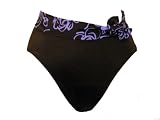 Body I.D. Black Swim Bottom w/ Periwinkle Floral Rollover Belt (8)