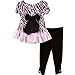 Young Hearts Little Girls' 2 Piece Zebra Print with Bow Shirt and Pant