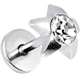 16 Gauge Stainless Steel Clear Gem Star Labret Monroe Tragus