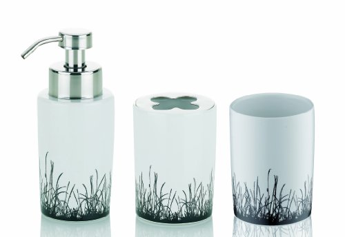 Kela 390105 Badset Lapata Keramik 3-teilig - Becher, Zahnb&uuml;rstenhalter und Seifenspender, wei&szlig;