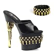 7 1/2 Inch High Platform Sexy Shoes Gold Gun Heel Bullets Ammo Military Shoes