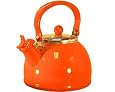 Calypso Basics Whistling Tea Kettle with Glass Lid, 2.2-Quart, Orange