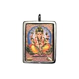 Ganesh, Hindu Deity Full Color Enameled Pendant on Cord Necklace
