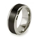 Ridged Edge Brushed & Polished Black Plated Tungsten Carbide Ring (9.0 mm) - Sizes 8-13