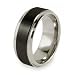 Ridged Edge Brushed & Polished Black Plated Tungsten Carbide Ring (9 mm) - Sizes 8-13 Image