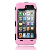 NTK Premium For iTouch iPod Touch 4 4G Silicone Case with Hard Shell Inside Case With Built In Touch Screen Protectior Film 2 Layer Case (Pink)