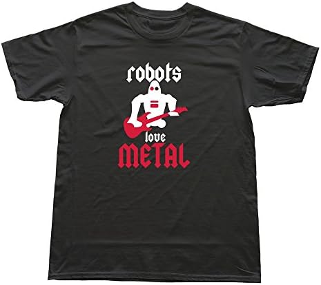 Men Robots Love Metal Guitar Player Custom Nice Black Tshirt By RRG2G
