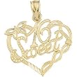 14K Yellow Gold Sweet 16 Heart Pendant