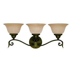 Westinghouse 69791 English Manor Three-Light Wall Fixture, Weathered Antique Brass with... by Westinghouse
