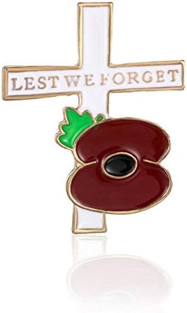 ZhiDa Fancy Vintage Poppy Flower Cross Brooch Pin (Red)