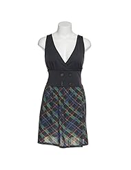 V-neck Plaid Print Jersey/Polyester/Rayon  Dress