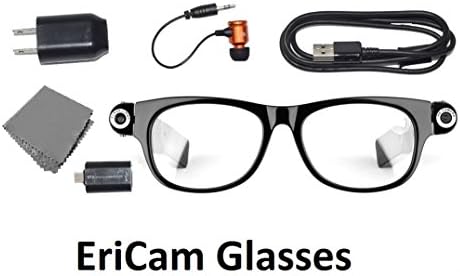 State of the Art wearable EriCam Glasses E1079 with Digital Camera & Video Camcorder Recording 5 Mega-Pixel HD 1280×720P+ Built-in 8GB High Speed Memory Card +Bluetooth 4.0 Headset for iPhone IOS Android Smartphones, Walk GPS and MP3 Music + Lighting. First View Action Cam | Mini Dash Camera | Small Mini Hidden Spy Pro Video Cameras Glasses HD | Bluetooth | Phone Call | Walk GPS | Music Play | Voice reminder. Outdoor Digital Video Camcorder Sunglasses| Easy-to-use camcorder to record school lecture or business meeting or first view action of outdoor activities. You shoot what you see, make phone call, Indoor/outdoor Camcorder video recording. 1 Year Warranty