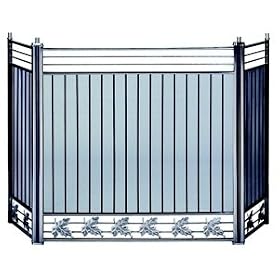 3 Fold Brushed Nickel and Black Square Screen W  Leaves by UniFlame