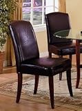 Set of 2 Dark Brown Bycast Leather Dining Parson C