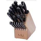Cutlery Knife Forged 18 Piece Set w/ Beechwood Block by MIU France
