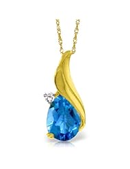 14K Yellow Gold Twist Teardrop Blue Topaz Necklace
