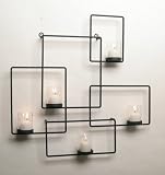 Black Iron Wall Puzzle Glass Candleholders
